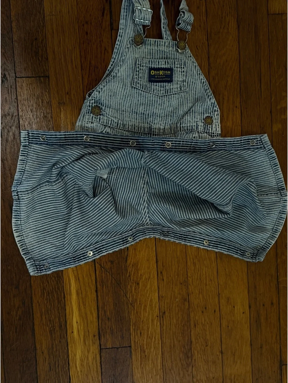 Vintage Oshkosh B'Gosh Vestbak Overalls, Railroad Stripe, 18M